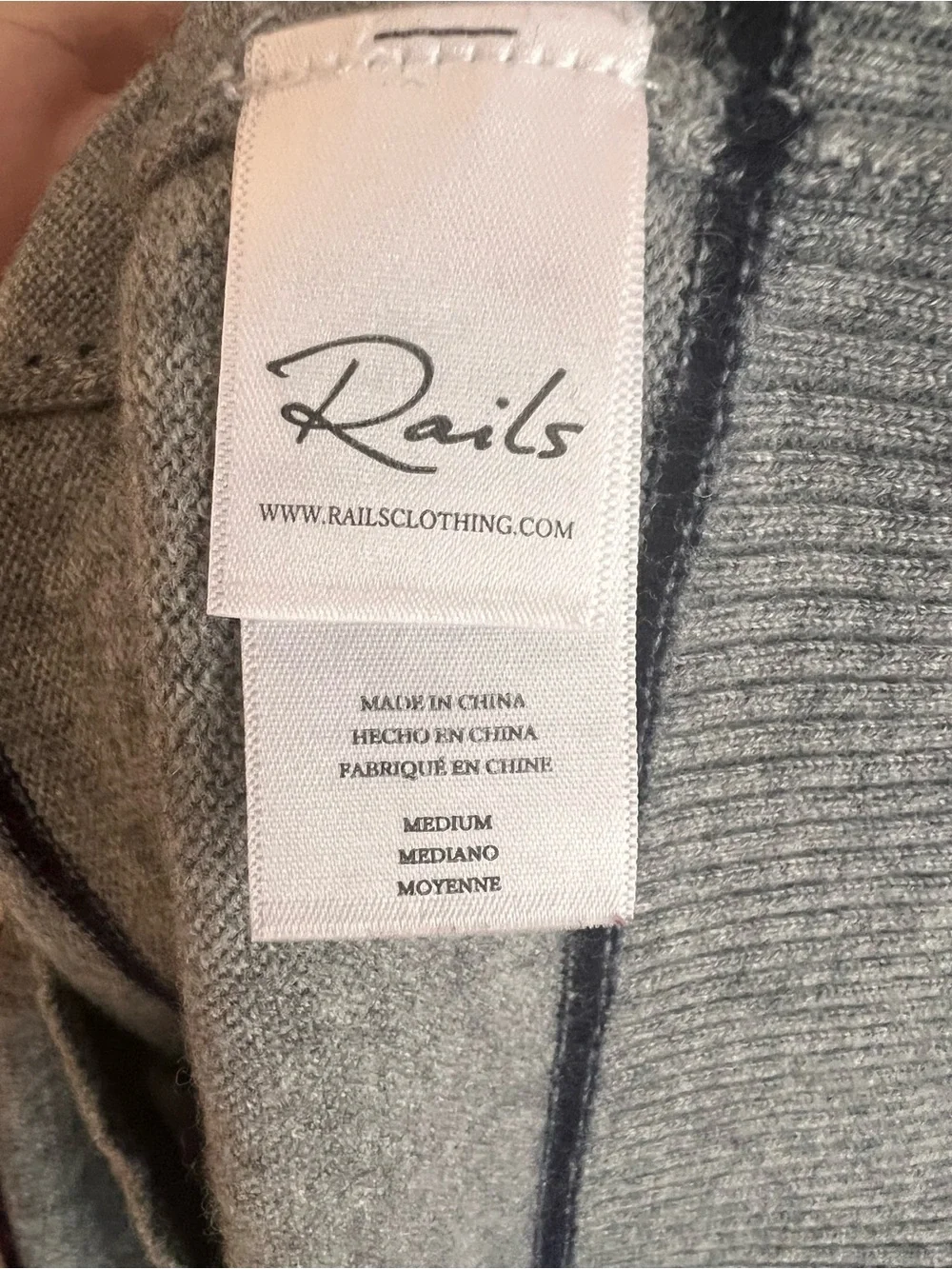 Rails Men's Gray Striped Crewneck Wool Blend Sweater